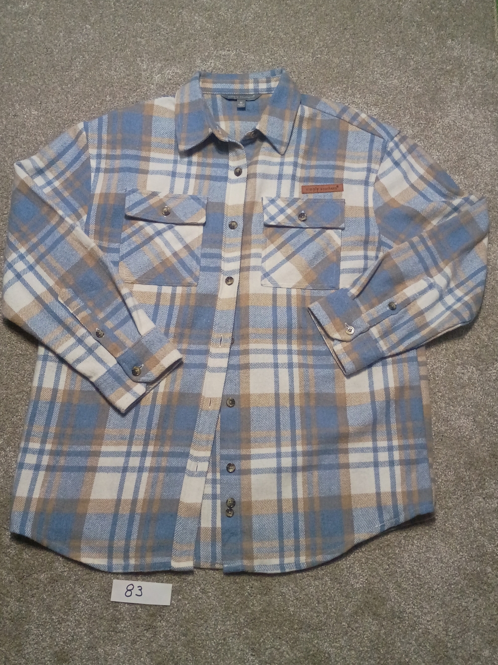 Simply Saturn Men's Large Blue - Brown - White Long Sleeve Flannel Shirt